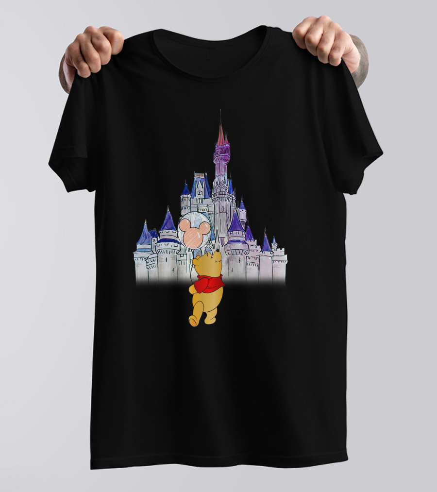 Winnie The Pooh Mickey Balloon Disney Castle T-Shirt