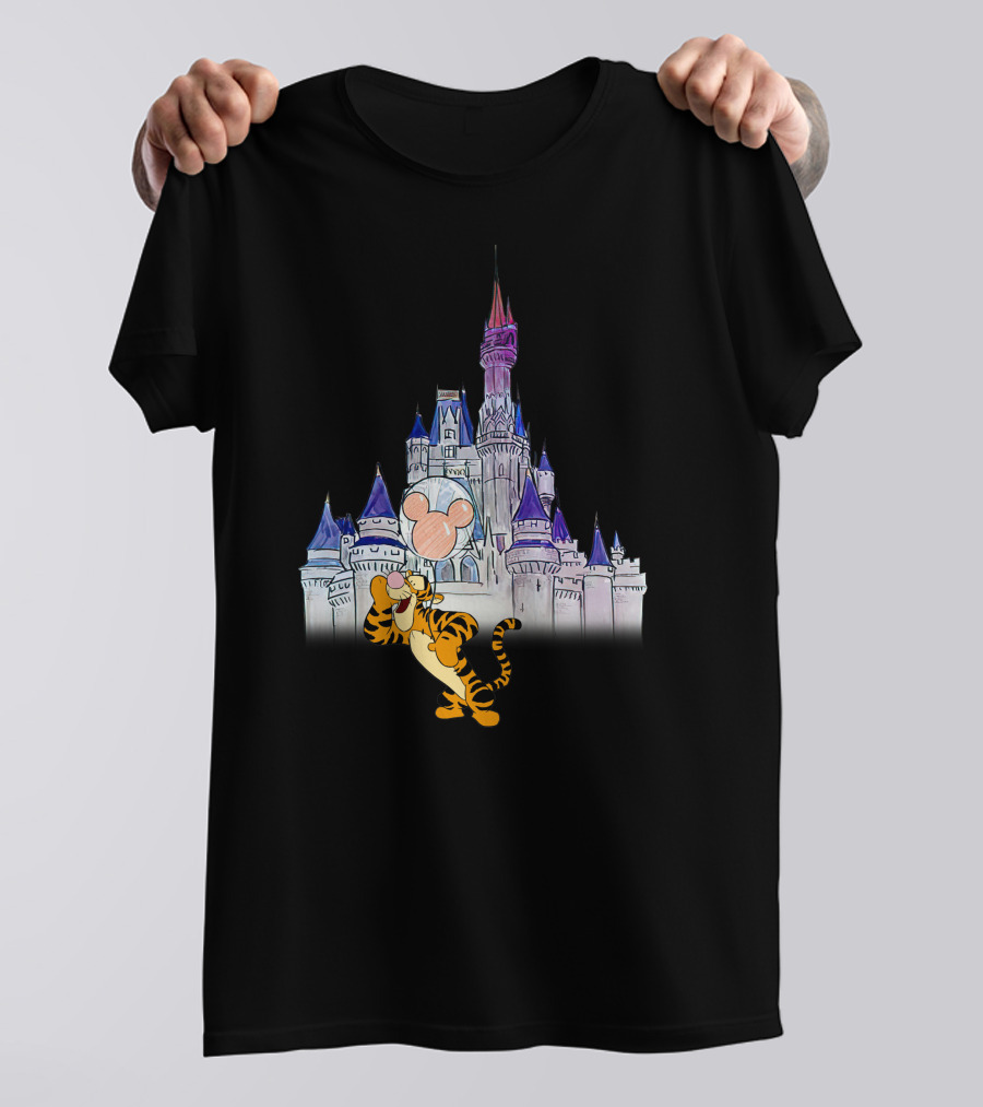 Tigger At Disney Castle With Mickey Balloon T-Shirt