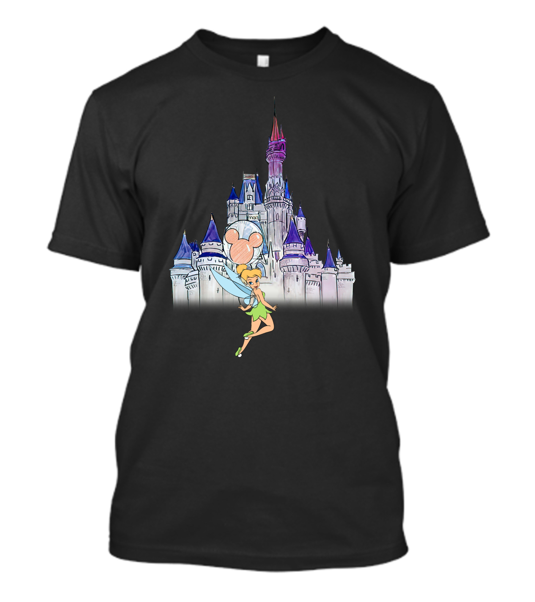 Tinker Bell At Disney Castle With Mickey Balloon T-Shirt