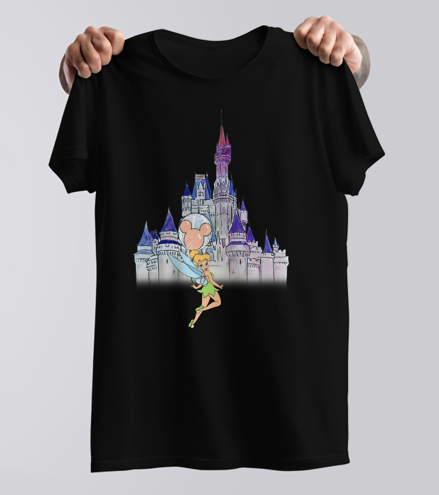 Tinker Bell At Disney Castle With Mickey Balloon T-Shirt