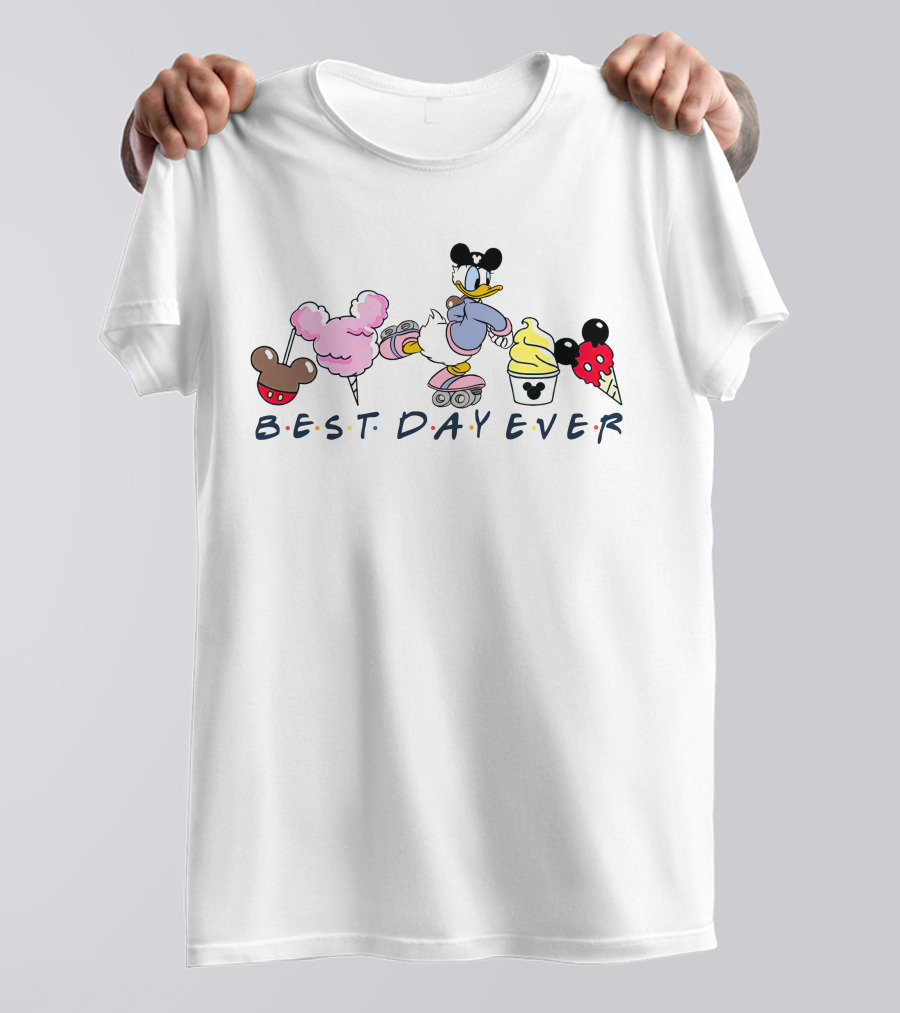 Best Day Ever Disney Donald Roller Skating Mickey Ears Treats T-Shirt