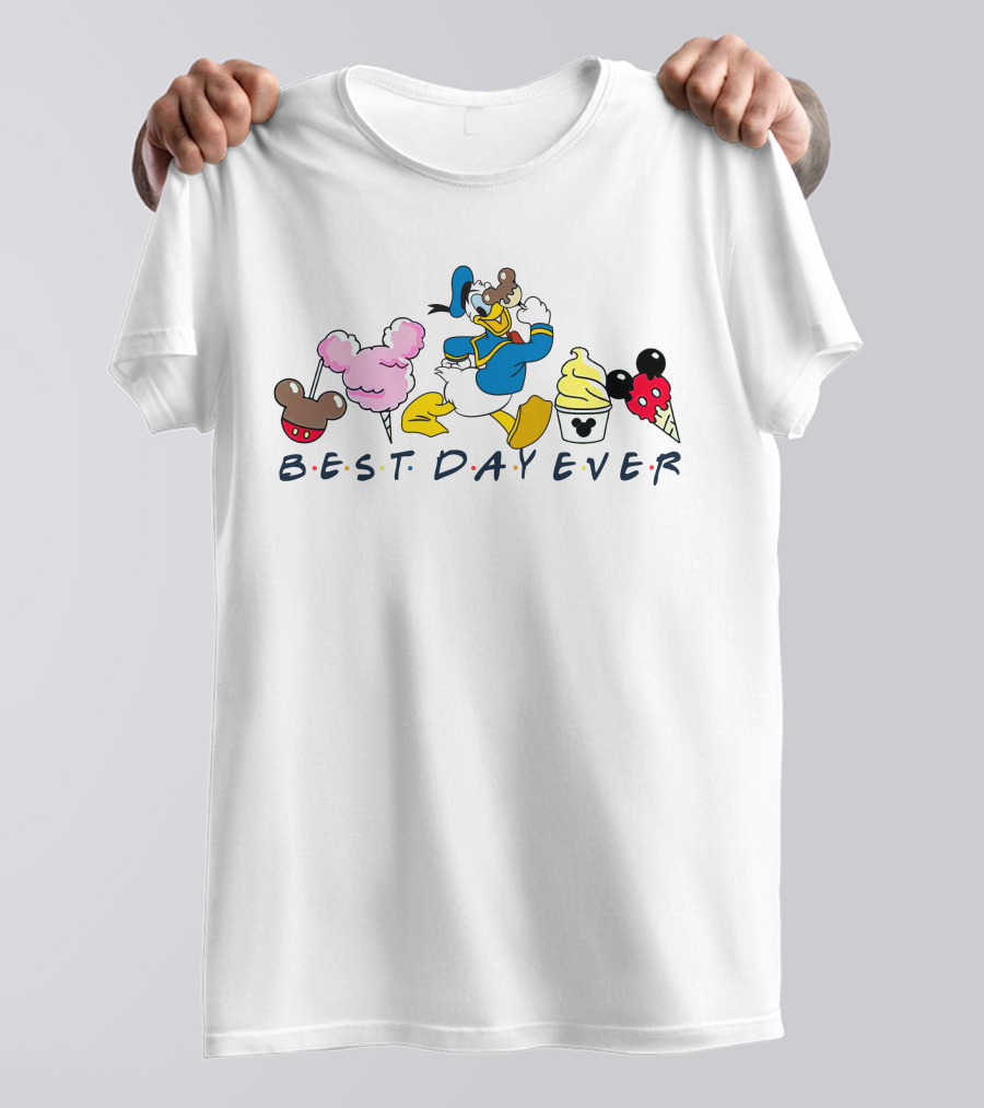 Best Day Ever Donald Duck Cotton Candy Ice Cream Mickey Pretzel T-Shirt