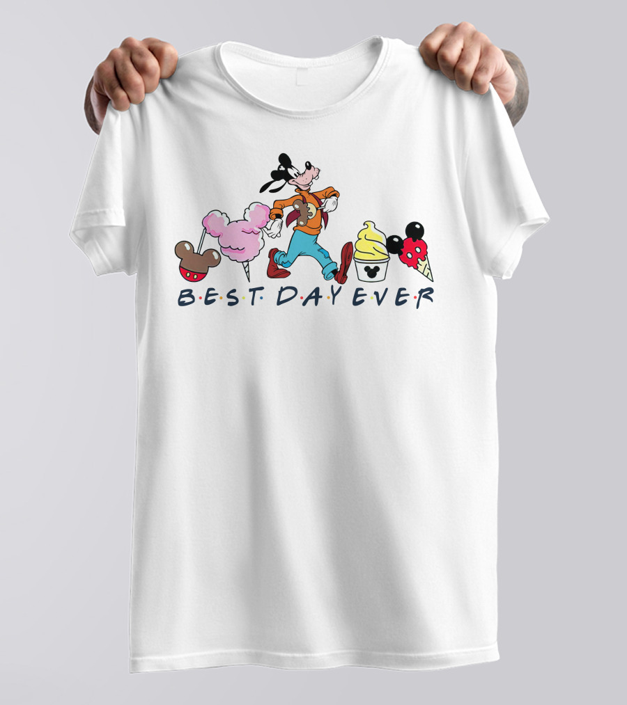 Goofy Best Day Ever Disney Mickey Ice Cream Cotton Candy T-Shirt