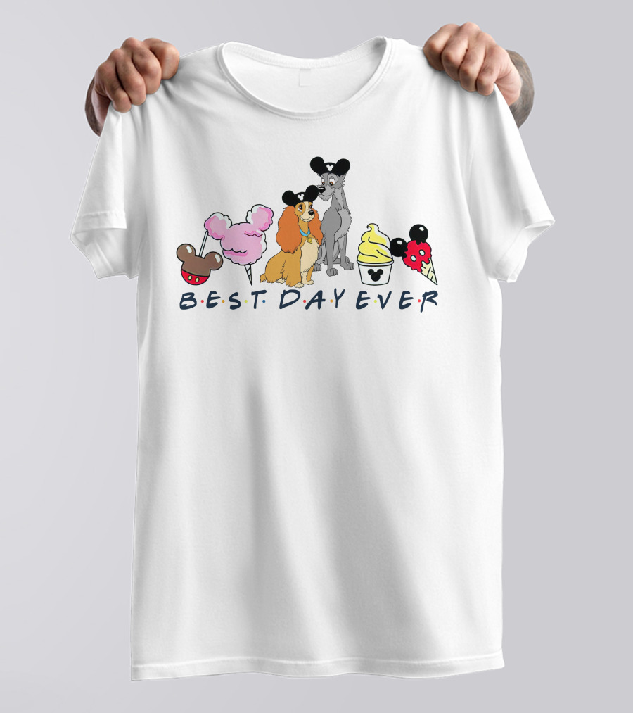 Lady And The Tramp Best Day Ever Mickey Ears Cupcake Ice Cream Cotton Candy T-Shirt