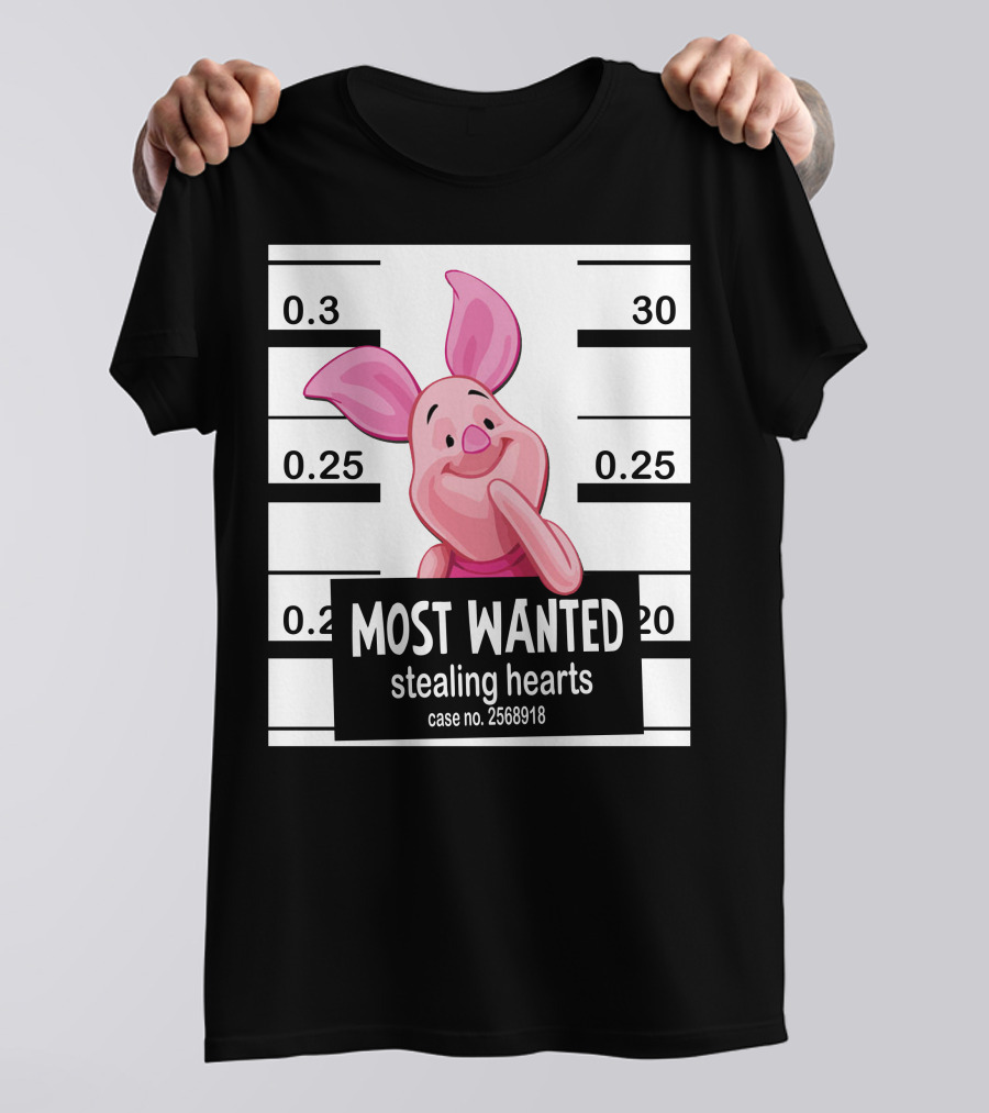 Most Wanted Piglet Stealing Hearts Mugshot Case No. 2568918 T-Shirt