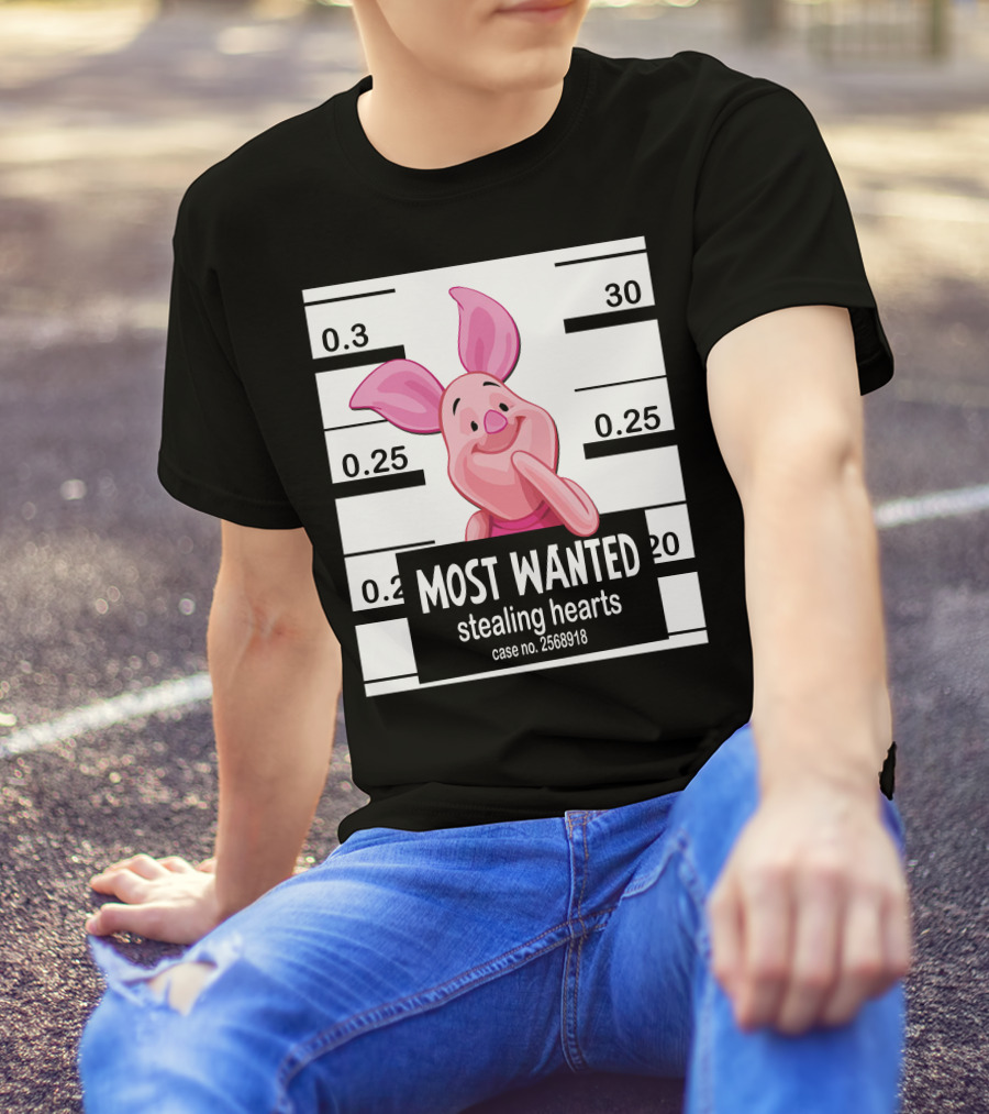 Most Wanted Piglet Stealing Hearts Mugshot Case No. 2568918 T-Shirt
