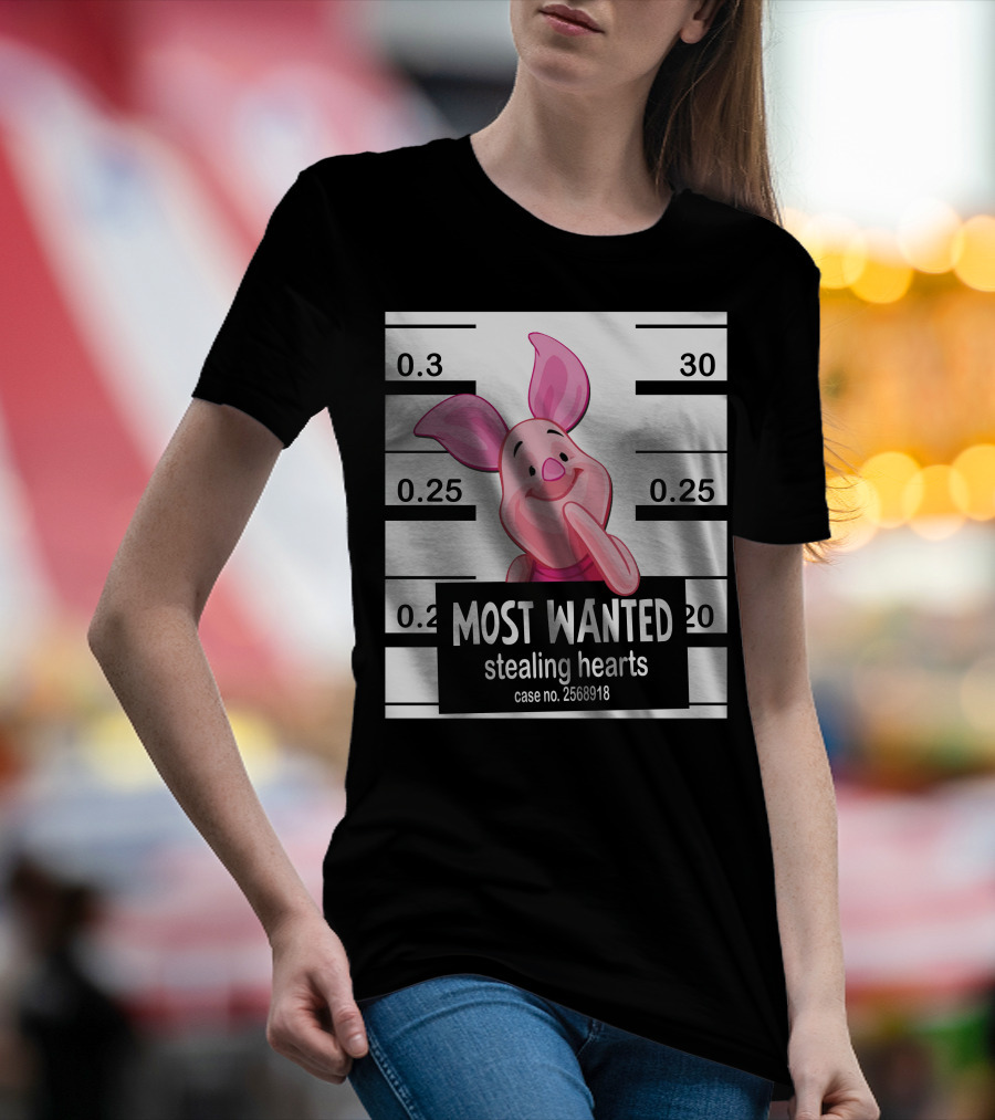 Most Wanted Piglet Stealing Hearts Mugshot Case No. 2568918 T-Shirt