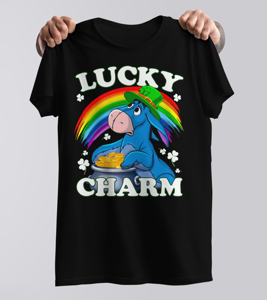 Leprechaun Rainbow Eeyore Lucky Charm Clover St. Patrick's Pot Of Gold T-Shirt