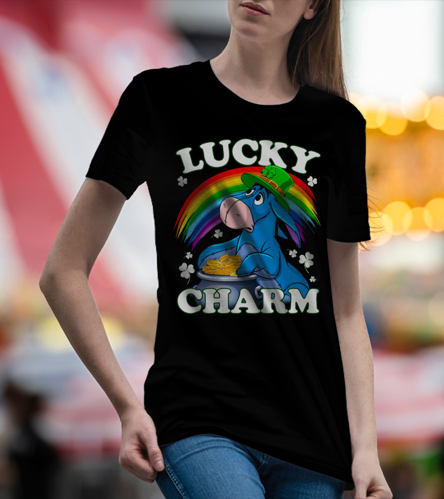 Leprechaun Rainbow Eeyore Lucky Charm Clover St. Patrick's Pot Of Gold T-Shirt