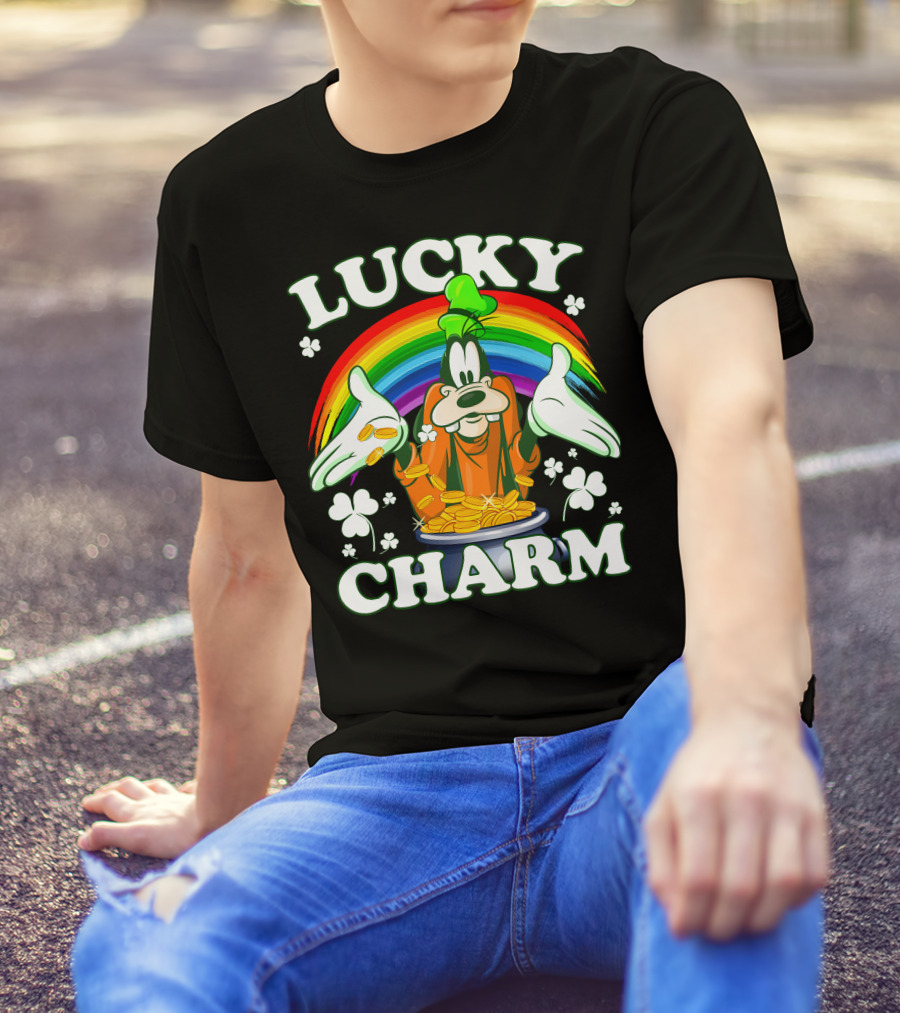 Lucky Charm Goofy Rainbow Pot Of Gold T-Shirt