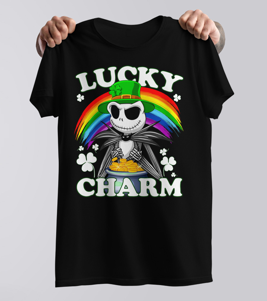 Jack Skellington Lucky Charm Rainbow Leprechaun Hat T-Shirt