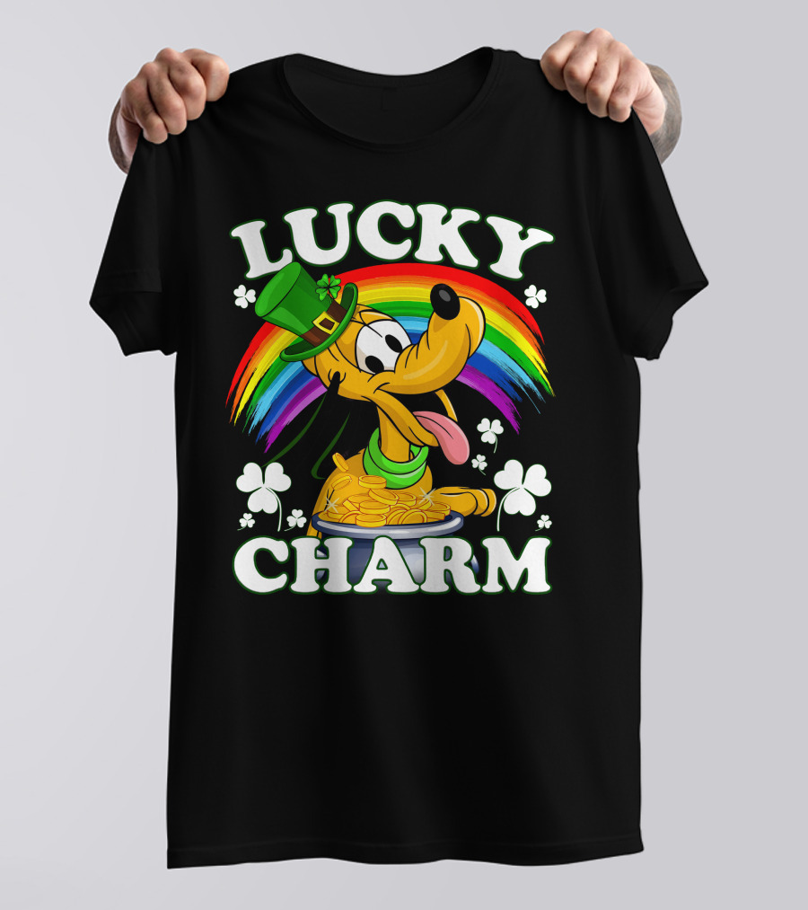 Pluto Lucky Charm Rainbow Coins Shamrock Hat T-Shirt