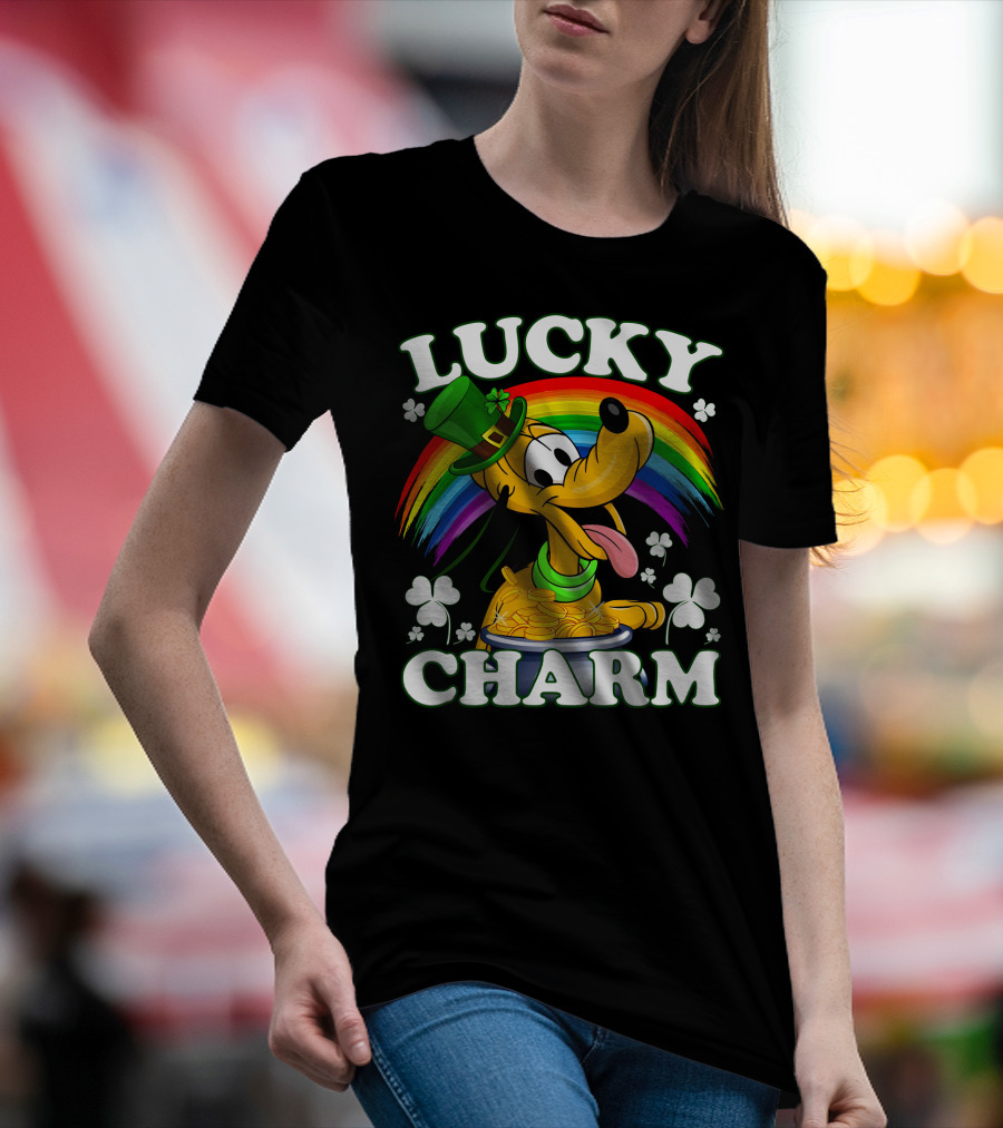 Pluto Lucky Charm Rainbow Coins Shamrock Hat T-Shirt