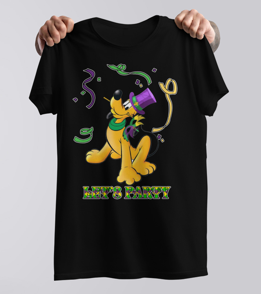 Pluto Let's Party With Mardi Gras Theme T-Shirt