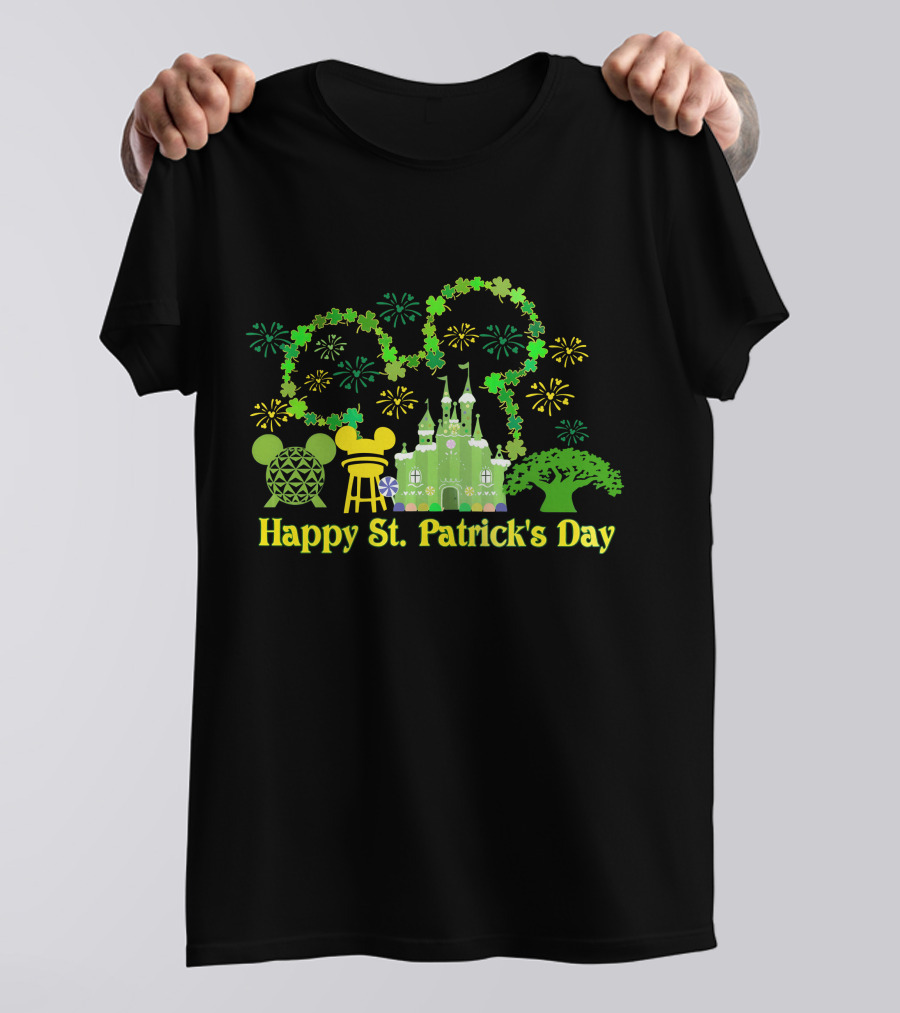 Happy St. Patrick's Day At Disney With Icons And Castles T-Shirt