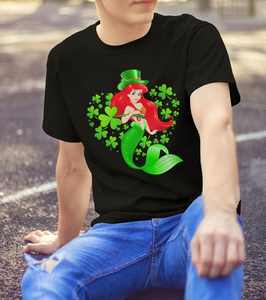 Ariel St. Patrick's Day Clover Mermaid T-Shirt