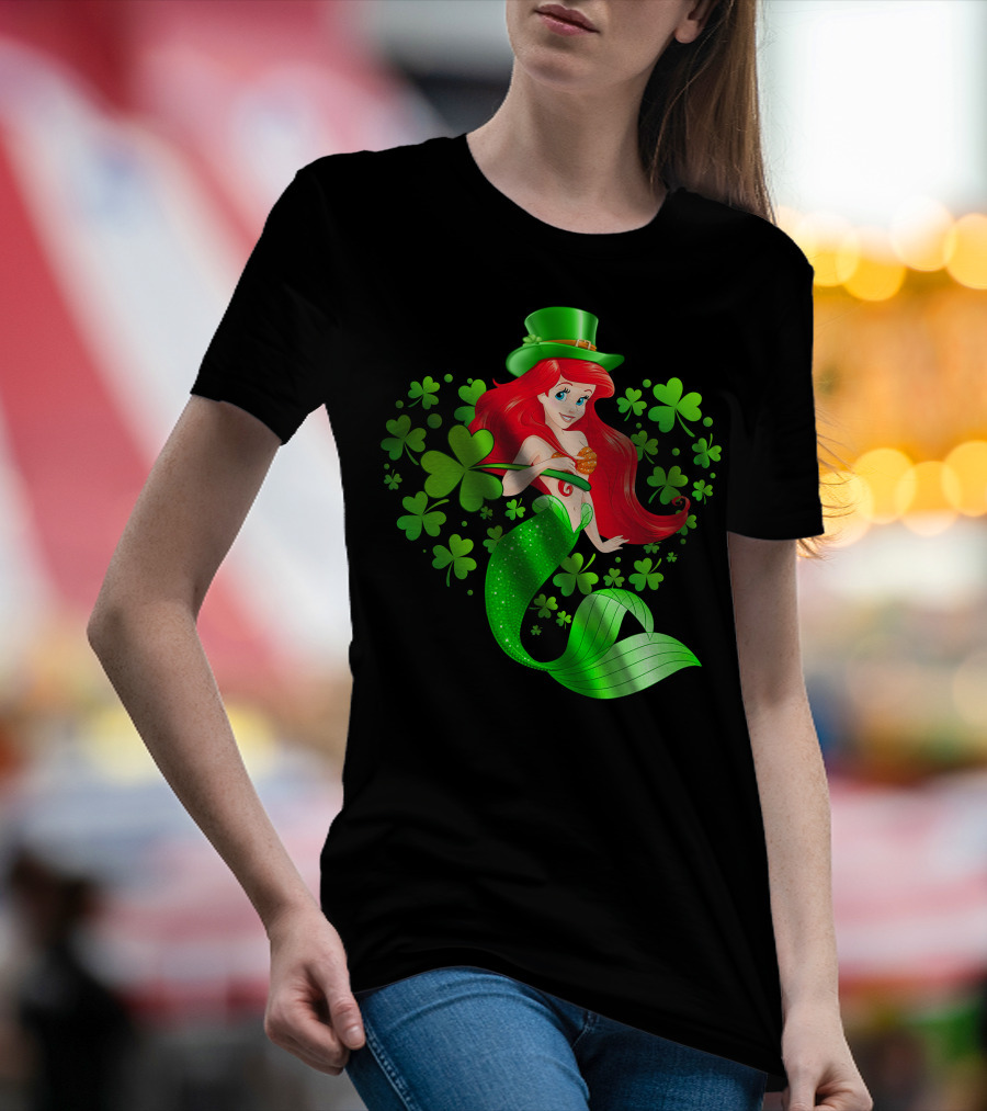 Ariel St. Patrick's Day Clover Mermaid T-Shirt