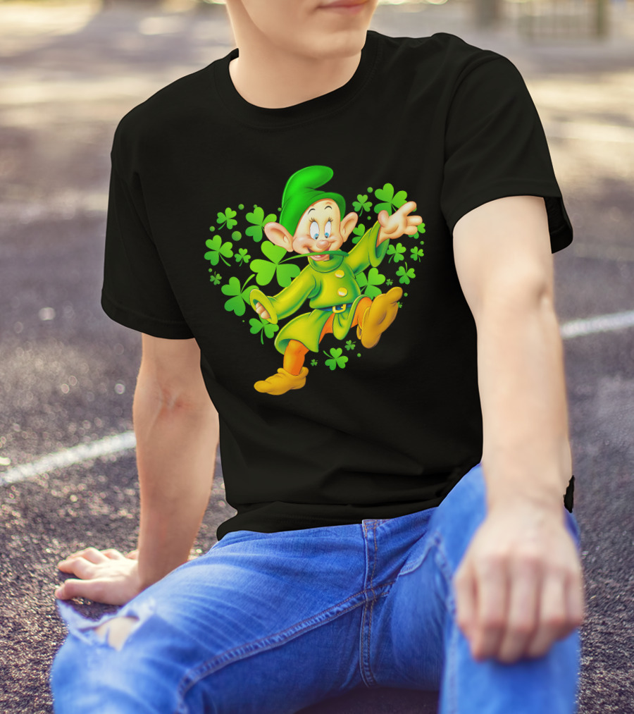 Dopey Green Clover Dance With Shamrocks T-Shirt