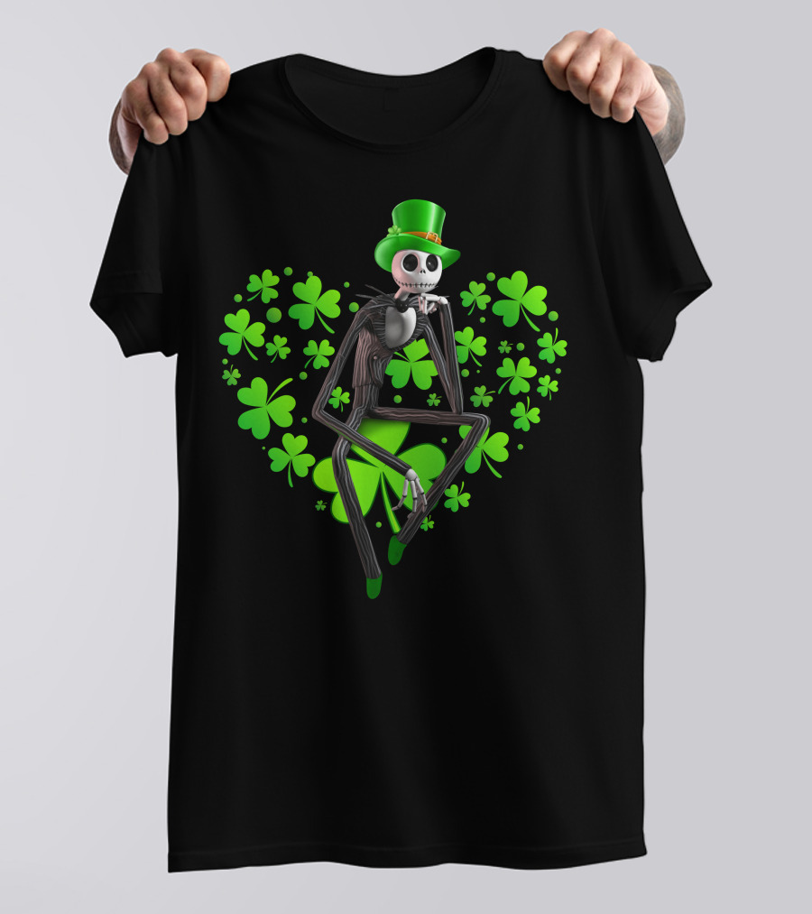 Jack Skellington St. Patrick's Day Clover Theme T-Shirt