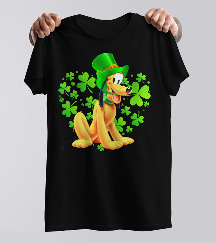 Pluto St. Patrick's Day Celebration With Green Shamrocks And Hat T-Shirt
