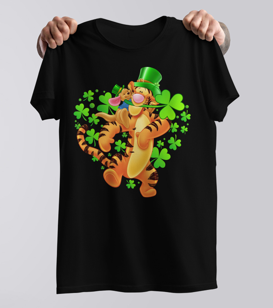 Tigger St. Patrick's Day Shamrocks Cartoon Character T-Shirt