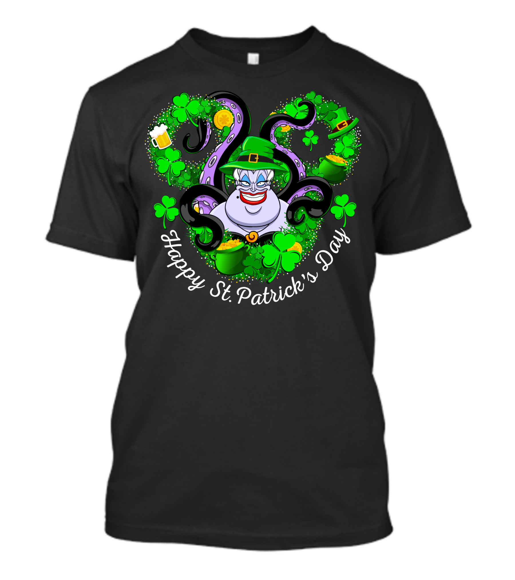 Ursula Happy St. Patrick's Day Clover Coins And Tentacles T-Shirt