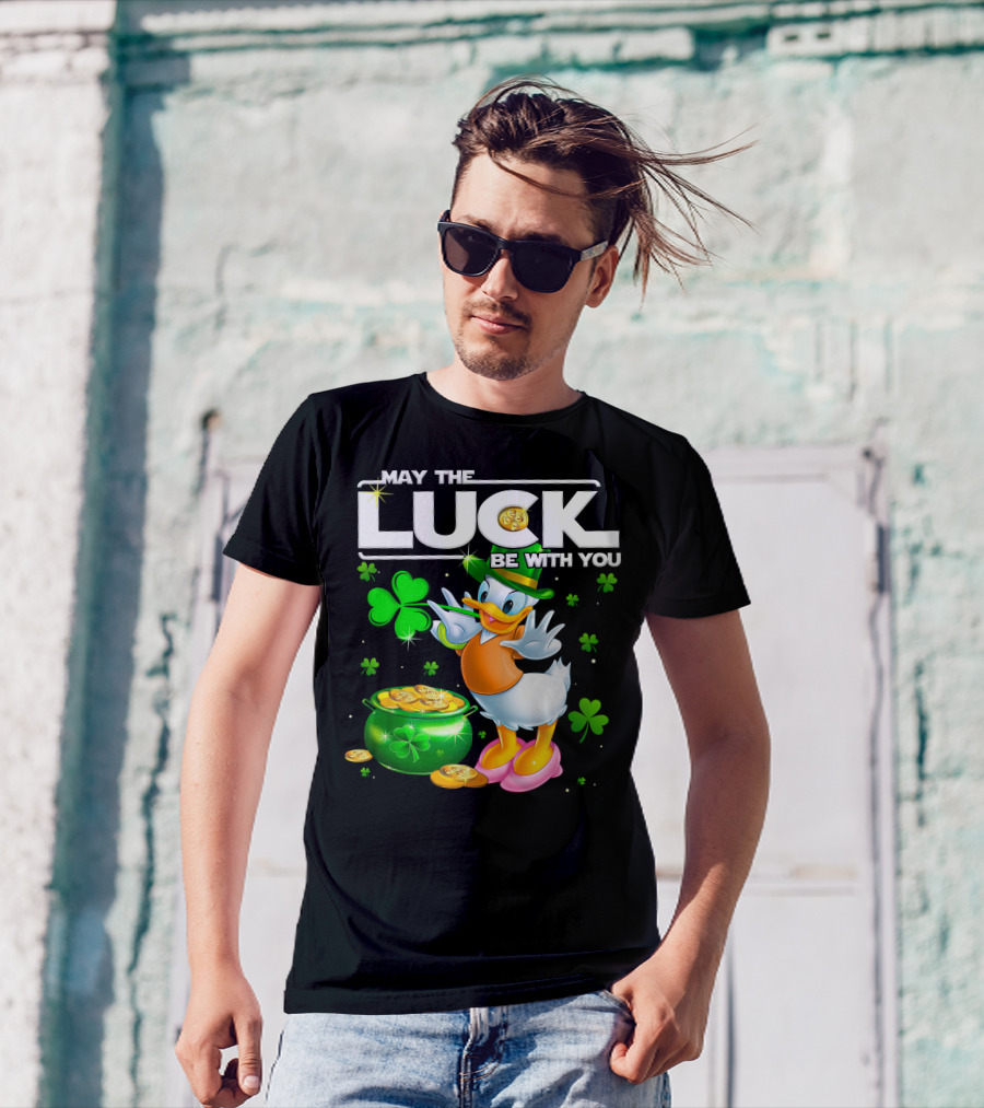 May The Luck Be With You Daisy Duck With Shamrocks And Pot Of Gold T-Shirt