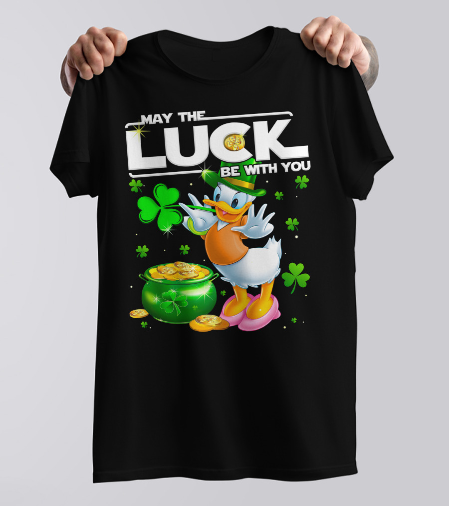 May The Luck Be With You Daisy Duck With Shamrocks And Pot Of Gold T-Shirt