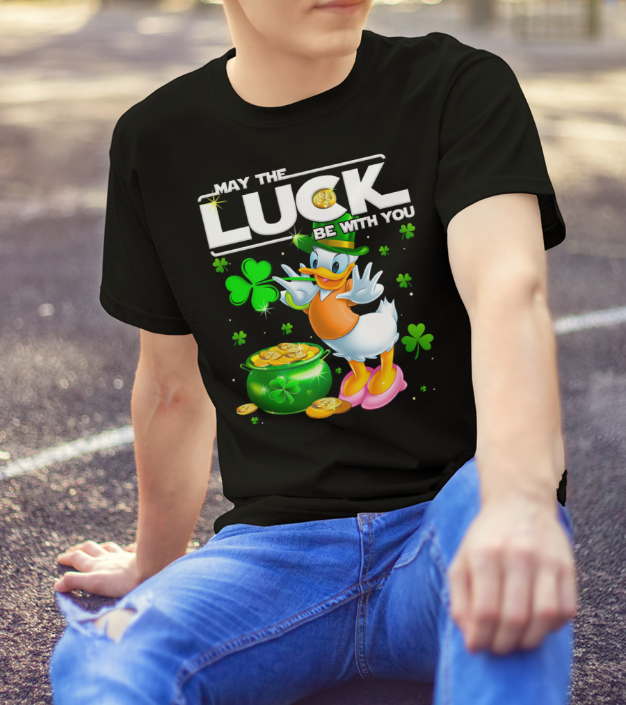 May The Luck Be With You Daisy Duck With Shamrocks And Pot Of Gold T-Shirt
