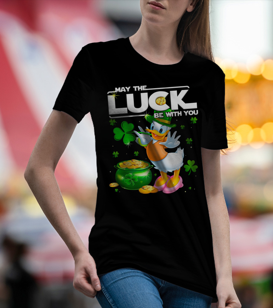 May The Luck Be With You Daisy Duck With Shamrocks And Pot Of Gold T-Shirt