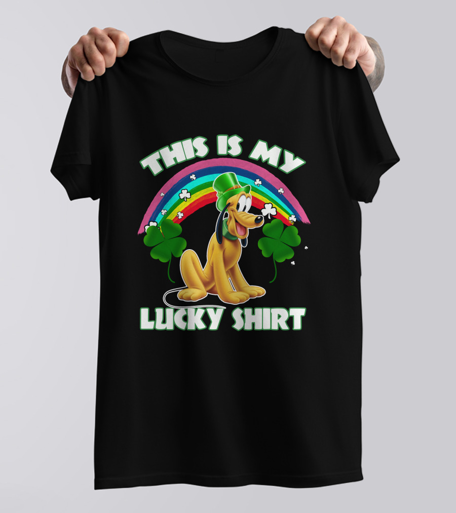 This Is My Lucky Shirt Pluto Rainbow Clover St. Patrick's Day T-Shirt