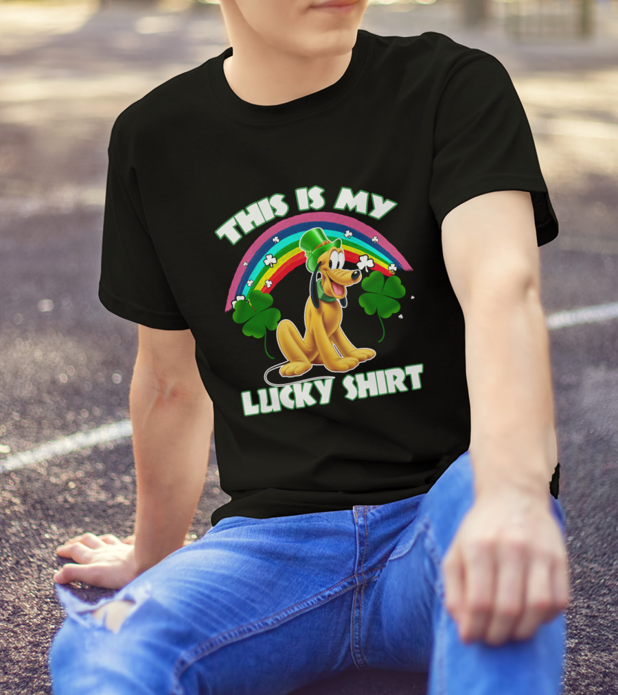 This Is My Lucky Shirt Pluto Rainbow Clover St. Patrick's Day T-Shirt