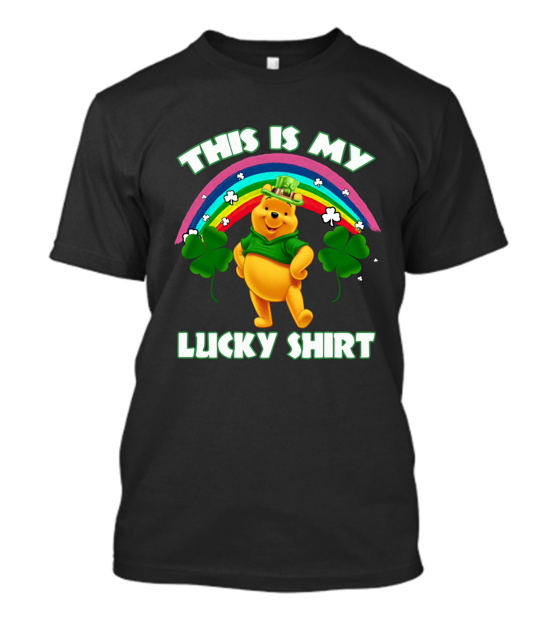 This Is My Lucky Shirt Pooh Rainbow Clover T-Shirt