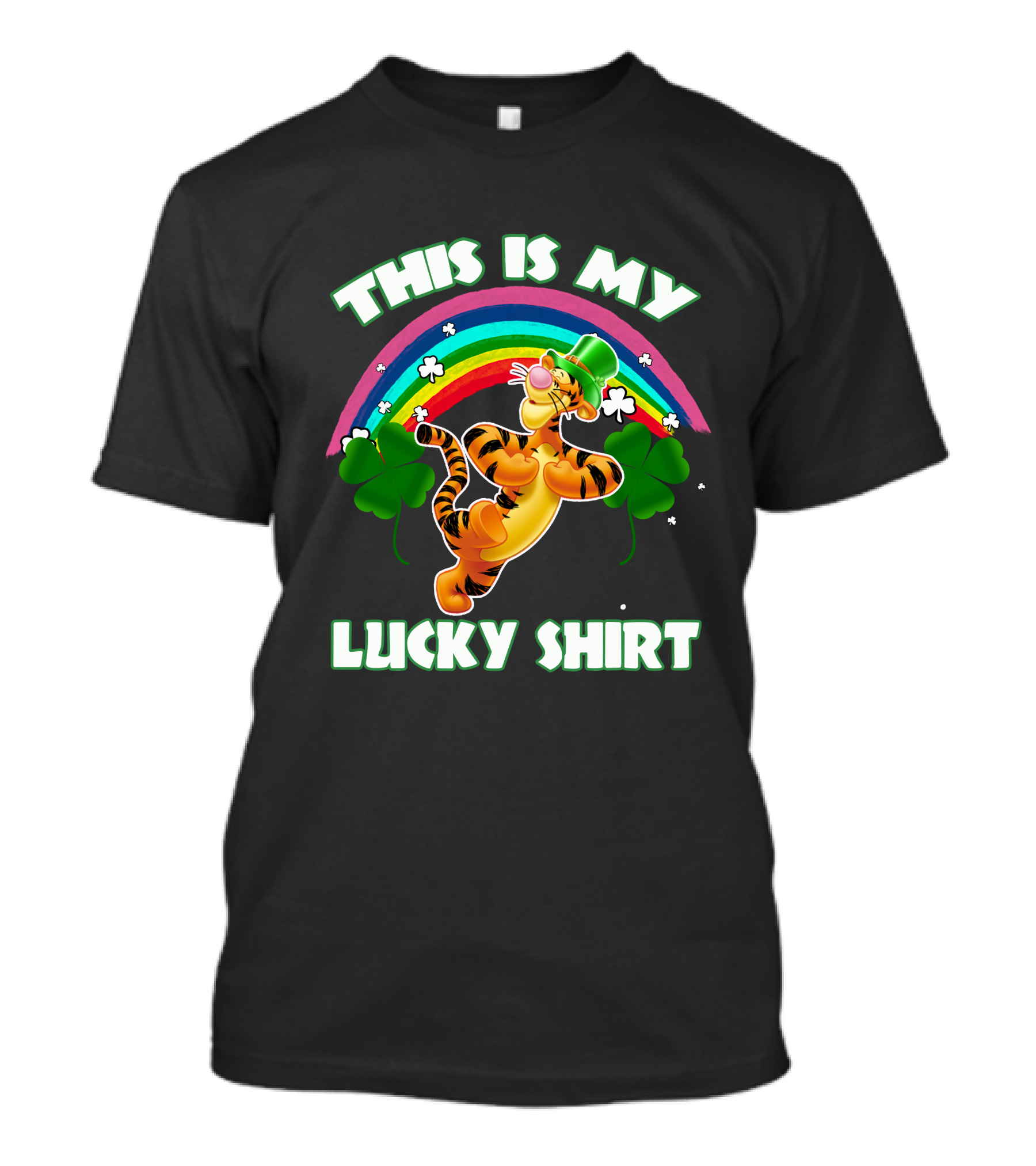 This Is My Lucky Shirt Tigger Rainbow Shamrocks T-Shirt