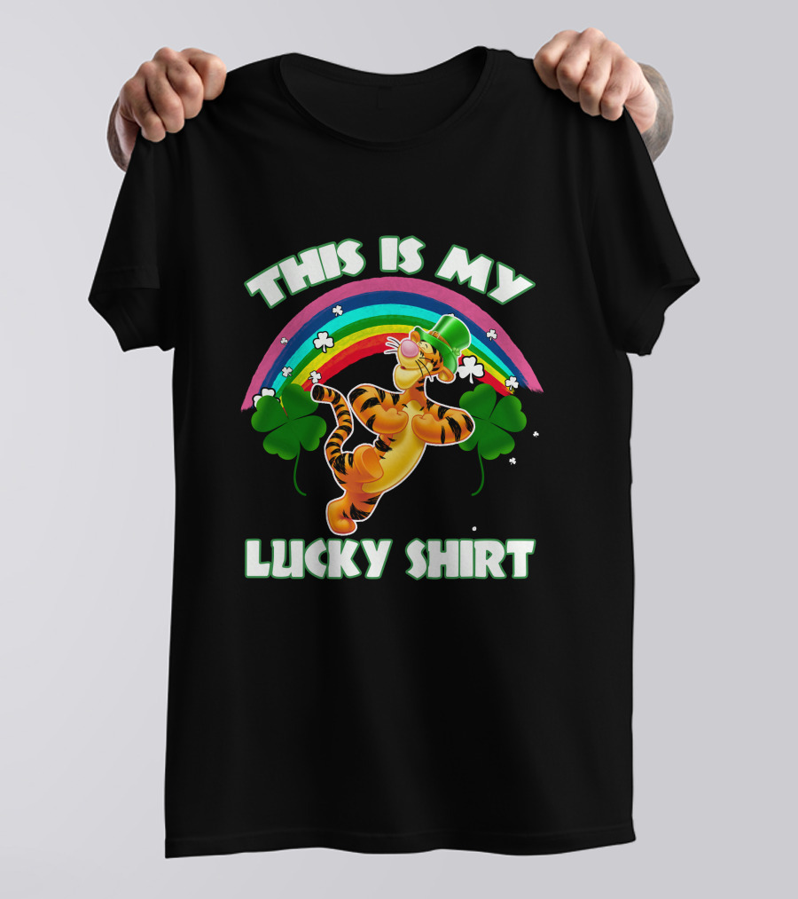 This Is My Lucky Shirt Tigger Rainbow Shamrocks T-Shirt