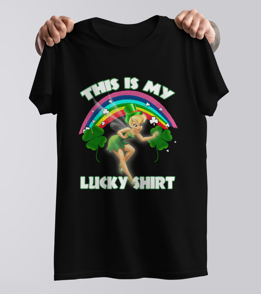 Tinker Bell This Is My Lucky Shirt Rainbow Shamrocks T-Shirt