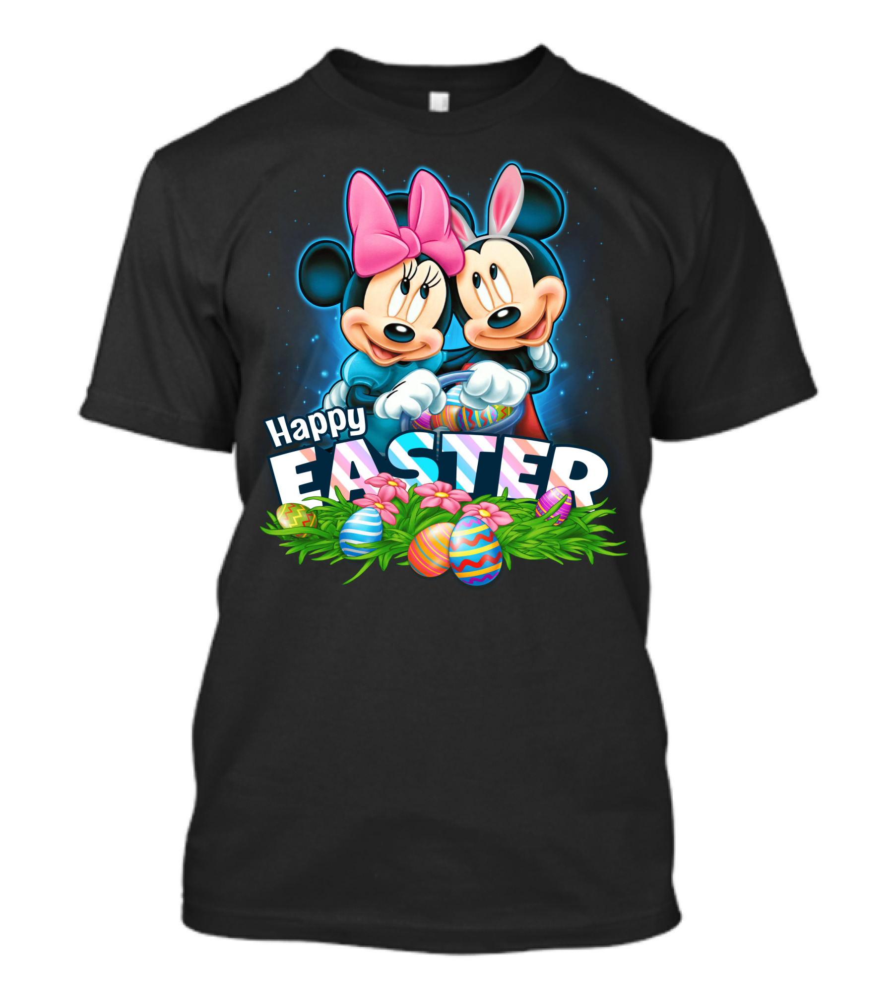 Mickey Minnie Happy Easter With Easter Eggs And Bows T-Shirt