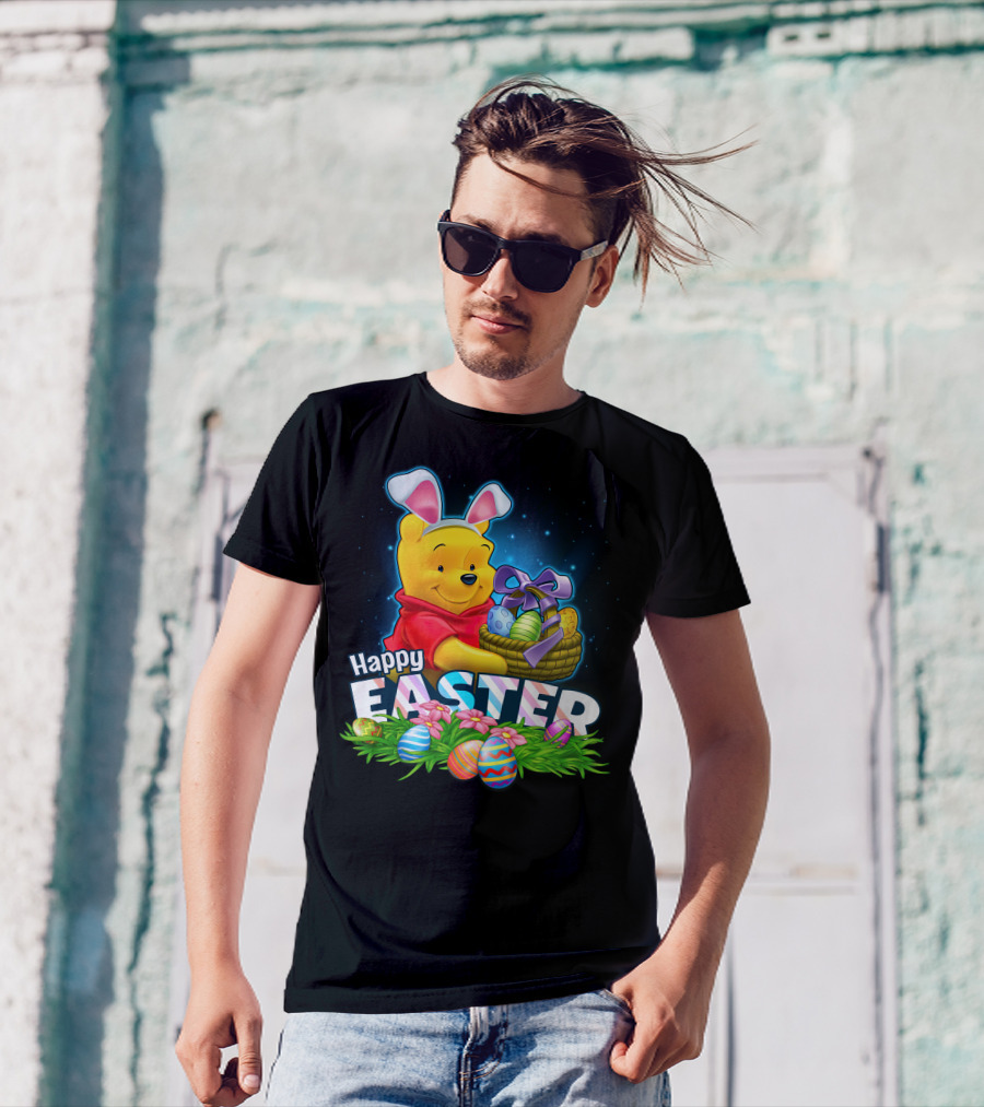 Winnie The Pooh Happy Easter Basket And Eggs T-Shirt