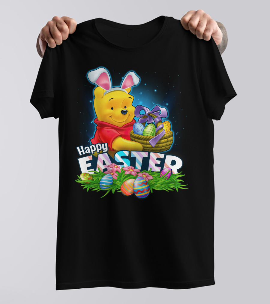 Winnie The Pooh Happy Easter Basket And Eggs T-Shirt