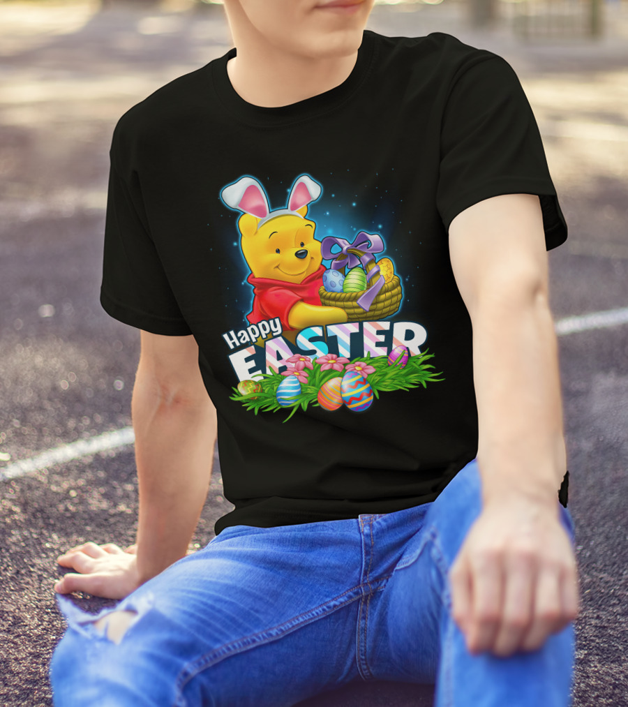 Winnie The Pooh Happy Easter Basket And Eggs T-Shirt