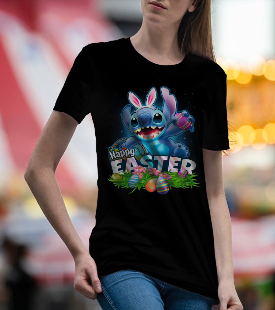 Happy Easter STITCH Easter Eggs Rabbit Ears T-Shirt