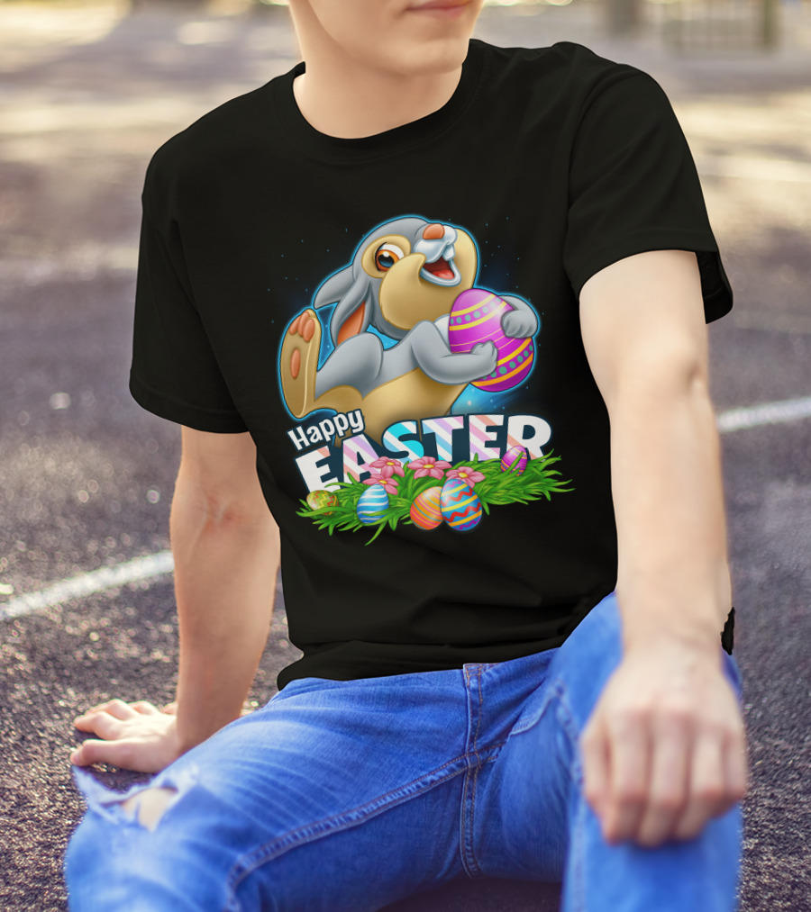THUMPER Happy Easter Colorful Eggs And Bunny T-Shirt