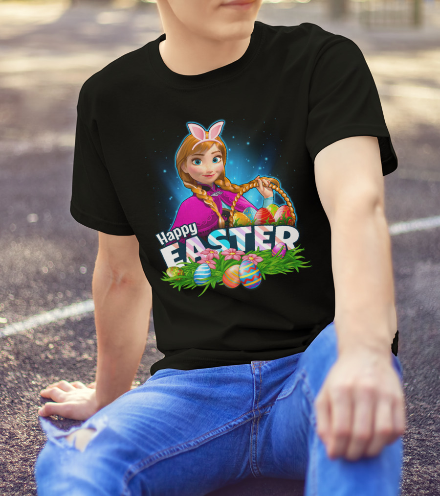 Happy Easter Anna With Bunny Ears And Easter Eggs Basket T-Shirt