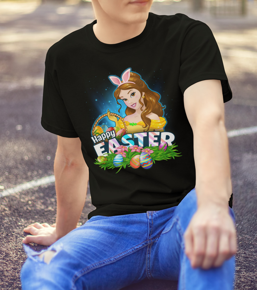 BELLA Happy Easter Basket With Decorative Eggs And Bunny Ears T-Shirt