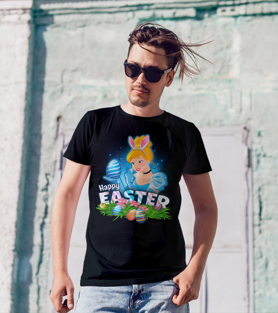 Cinderella Happy Easter Colorful Eggs And Bunny Ears T-Shirt
