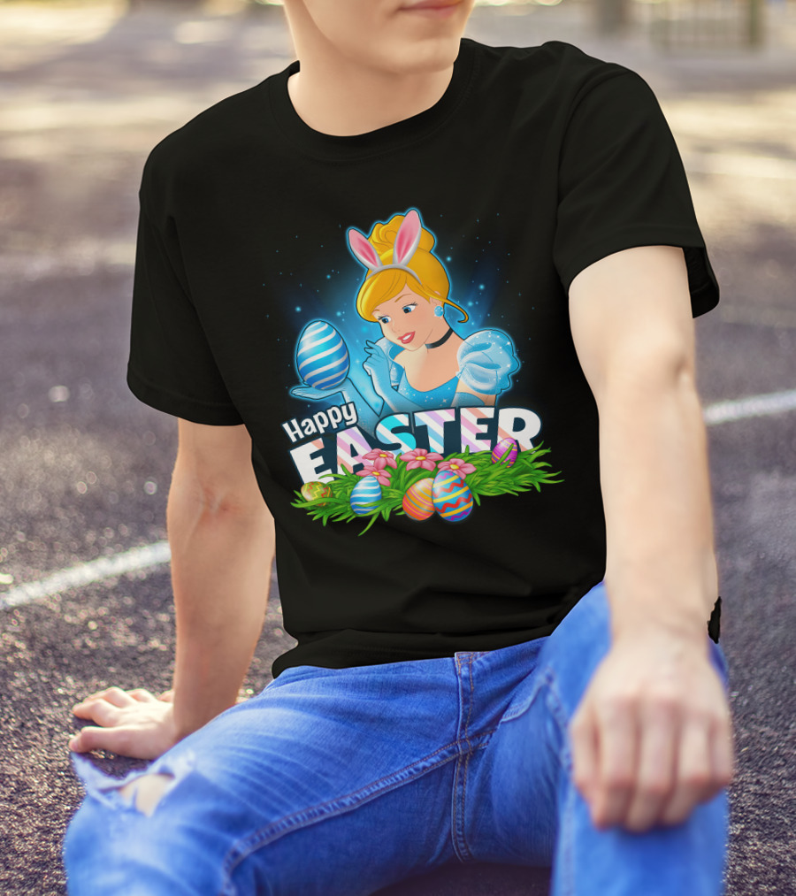 Cinderella Happy Easter Colorful Eggs And Bunny Ears T-Shirt