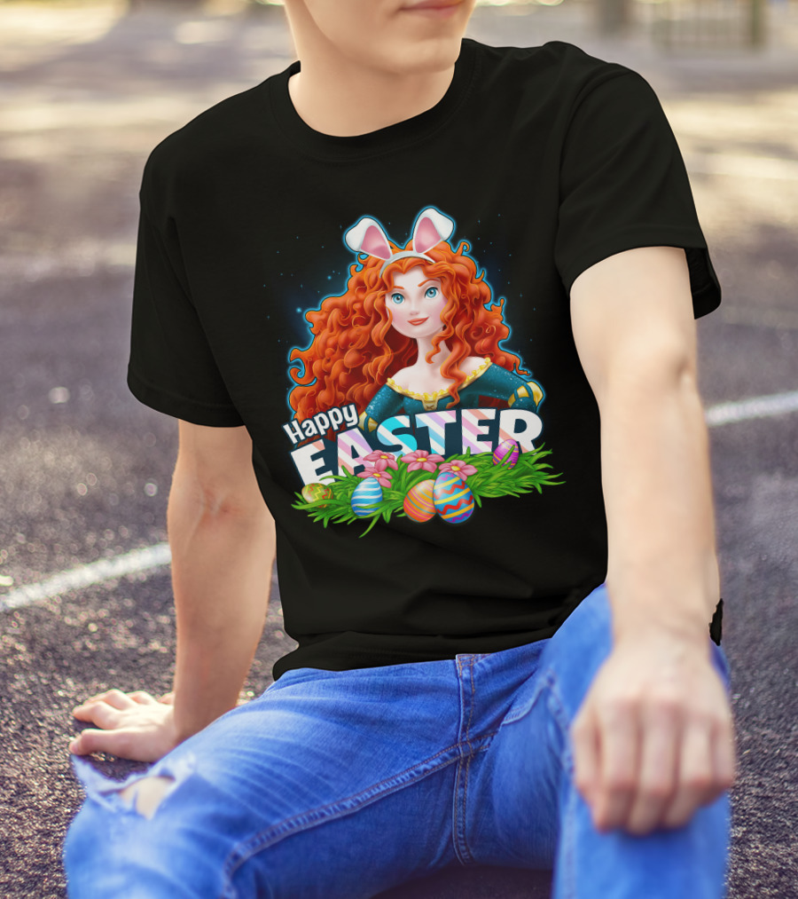 Merida Happy Easter With Bunny Ears And Easter Eggs T-Shirt