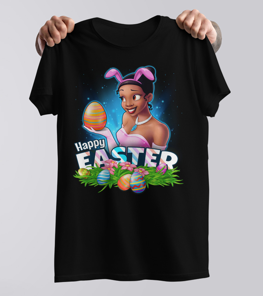 TIANA Happy Easter Colorful Eggs And Bunny Ears T-Shirt
