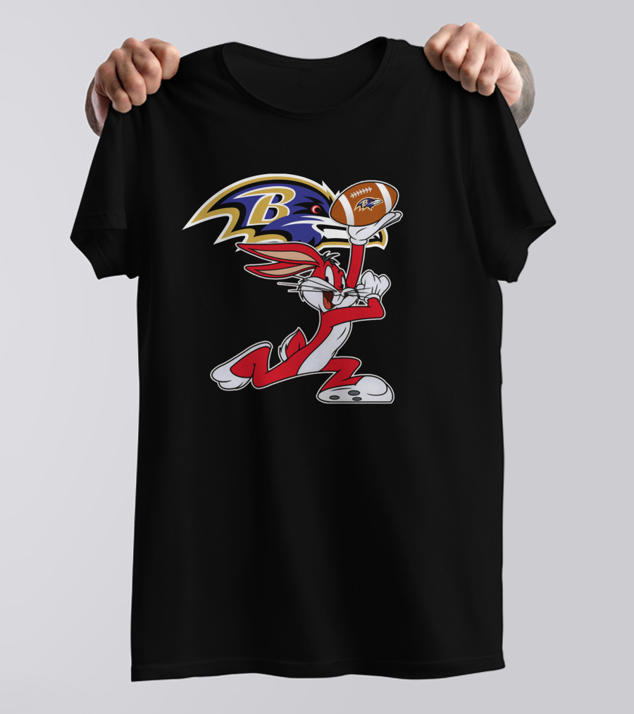 Baltimore Ravens Logo Bugs Bunny Football T-Shirt