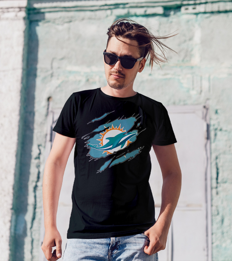 Miami Dolphins Ripped Claw Marks T-Shirt